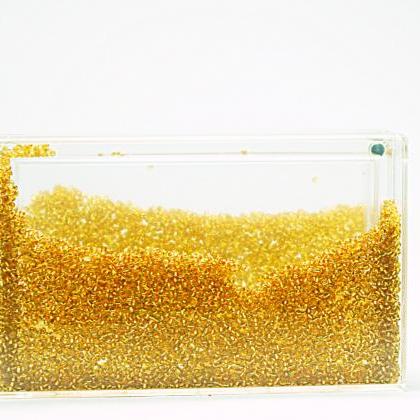Milanblocks Perspective Acrylic Gold Bead Clutch..