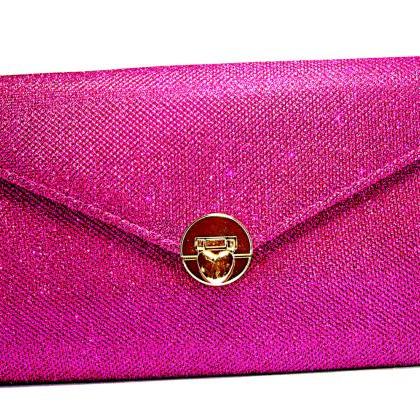 Shine Envelope Fashion Pink Evening Pouch Blue..
