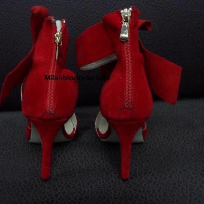 On Sell Big Bow Pointed Toe Strap High Thin Heels..