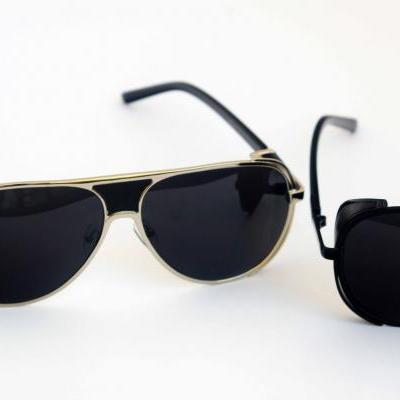 Milanblocks Black/silver Mens Fashion Metal Frame Sunglasses