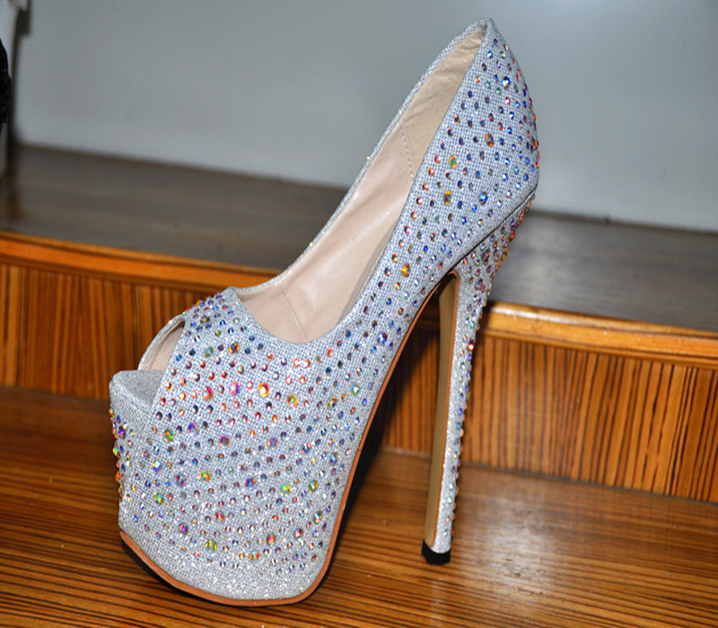 Swarski Wedding Crystal Brand Heels Shinny Open Toe Sandals Stilettos Platform Pumps Rhinestones Shoes Bridal Heels Shoes