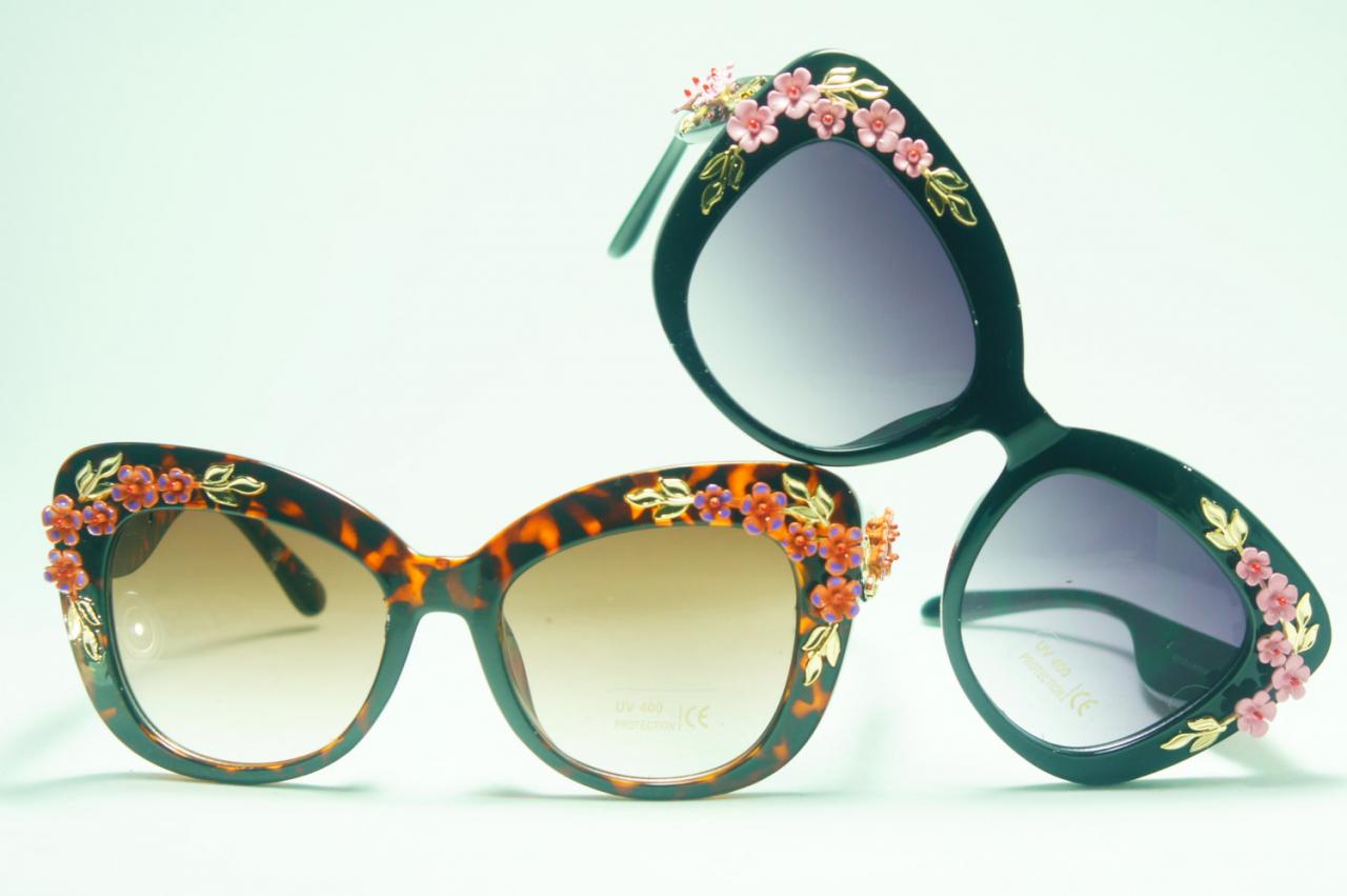 Milanblocks Beach Rose Roses Leopard Soft Handmade Ceramic Flower Sunglasses Sunglasses Studded Engraved Sunglasses