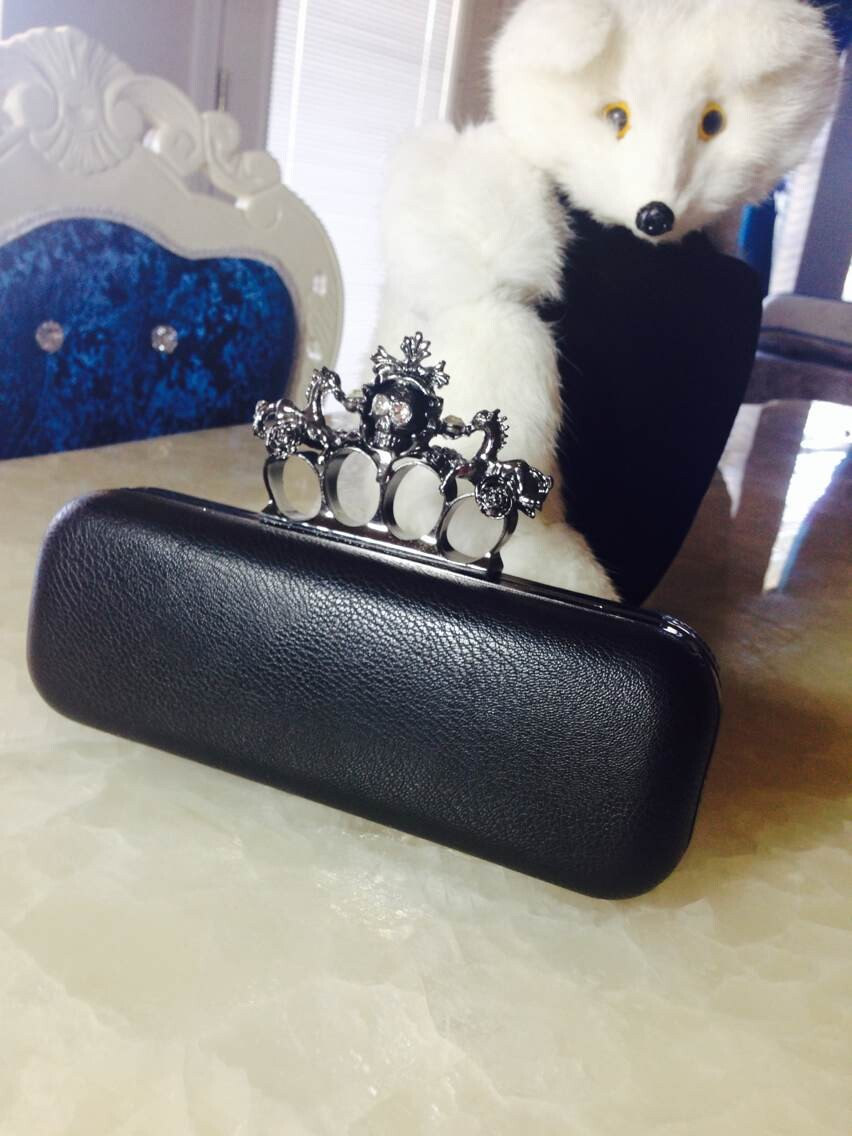 Brand Black Faux Leather Evening Wedding Box Clutch Handbag Purses Fashion