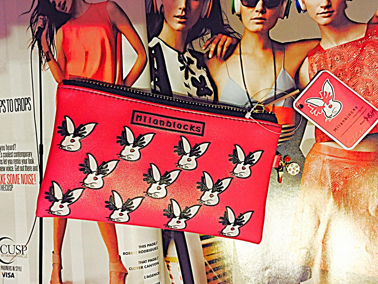Milanblocks Engrave Relief Jackalope Wallet Perfume Lips Cosmetic Bag Pink Purse Designer Creative Retro Vintage Wallet And Purse